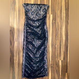 Akira lace strapless midi dress